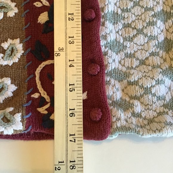 Vintage womens sweater vest M knit patchwork mix pattern button v-neck 80s 90s - Picture 10 of 13